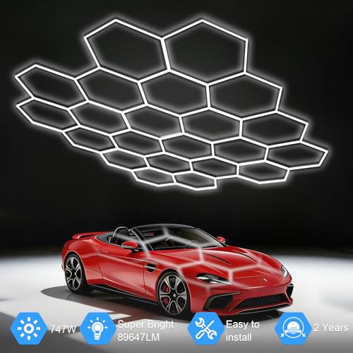 MODERN 22-Grid Hexagon LED Garage Lights, 89640 Lumens 6500K, Octagon Honeycomb Design for Garage, Workshop, Gym & Warehouse (83-Pack, White) - Image 3