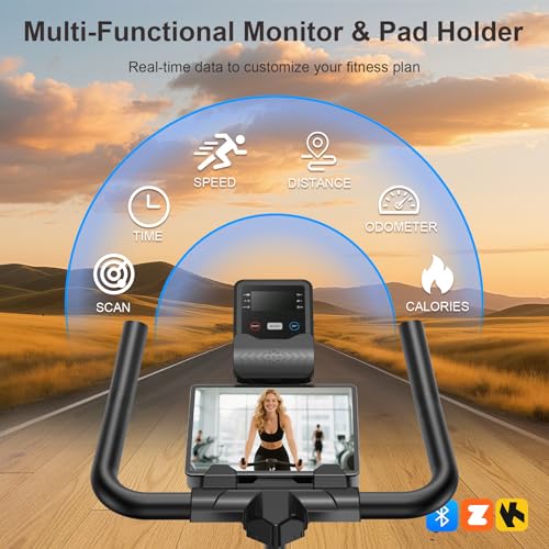 Magnetic Exercise Bike for Home – Adjustable Silent Spin Bike with 350lb Capacity, APP Connectivity, LCD Monitor & Device Holder – Indoor Cycling Bike for Cardio & Weight Loss - Image 4