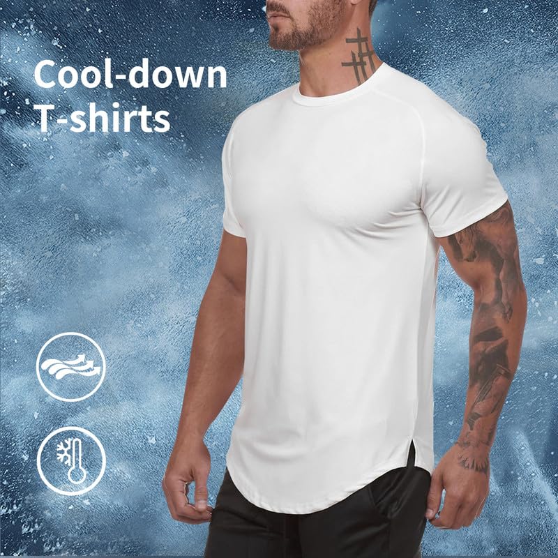 Mens Gym Workout Slim Fit Short Sleeve T-Shirt Cotton Performance Athletic Shirts Running Fitness Tee Loungewear - Image 6