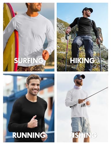 Men's UPF 50+ Long Sleeve Tee Shirts UV Sun Protection Quick Dry Tee Shirt Swim Athletic Running Workout - Image 3