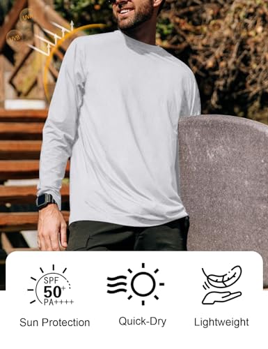 Men's UPF 50+ Long Sleeve Tee Shirts UV Sun Protection Quick Dry Tee Shirt Swim Athletic Running Workout - Image 5