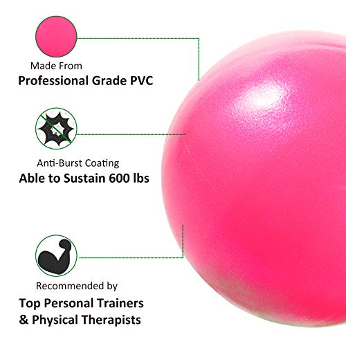 Mini Exercise Ball, 9 Inch Small Gym Ball with Inflatable Straw for Yoga, Pilates, Stability, Barre, Physical Therapy, Stretching and Core Training, Improves Balance, Strength - Image 3