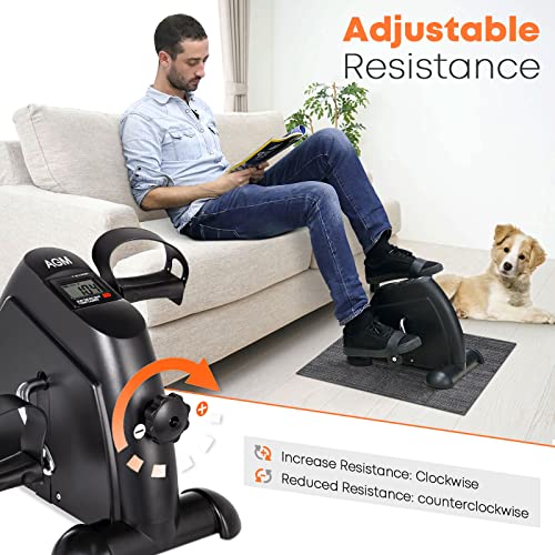 Mini Exercise Bike, AGM Under Desk Bike Pedal Exerciser Foot Cycle Arm & Leg Pedal Exerciser with LCD Screen Displays - Image 3