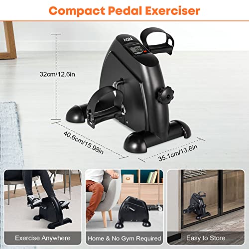 Mini Exercise Bike, AGM Under Desk Bike Pedal Exerciser Foot Cycle Arm & Leg Pedal Exerciser with LCD Screen Displays - Image 6