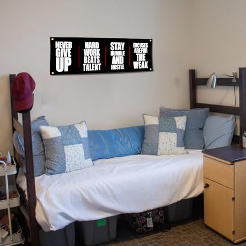 Motivational Gym Flag Banner "Never Give Up Hard Work Beats Talent" Home Gym Decor 72x24 Inches for Garage Gym Office Wall Decor - Image 7