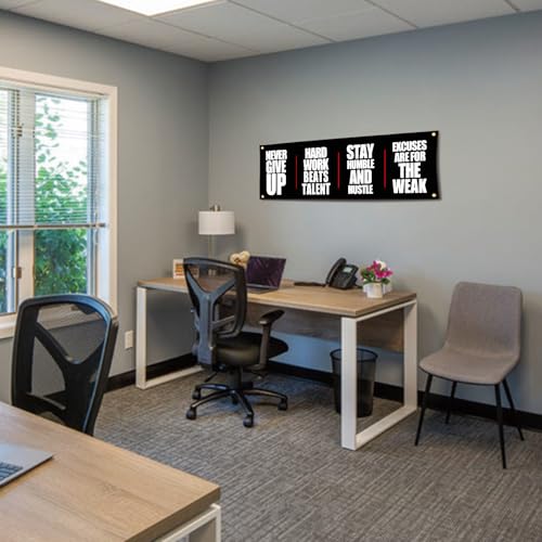 Motivational Gym Flag Banner "Never Give Up Hard Work Beats Talent" Home Gym Decor 72x24 Inches for Garage Gym Office Wall Decor - Image 8