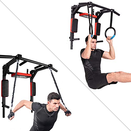 Multifunctional Wall Mounted Pull Up Bar, Heavy Duty Steel Chin Up Bar,Dip Station for Indoor Workout - Image 3