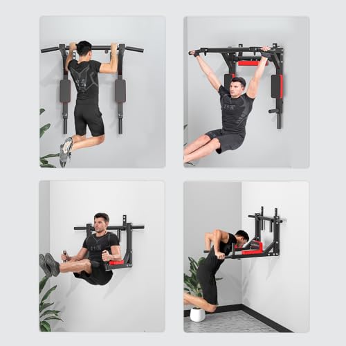 Multifunctional Wall Mounted Pull Up Bar, Heavy Duty Steel Chin Up Bar,Dip Station for Indoor Workout - Image 4