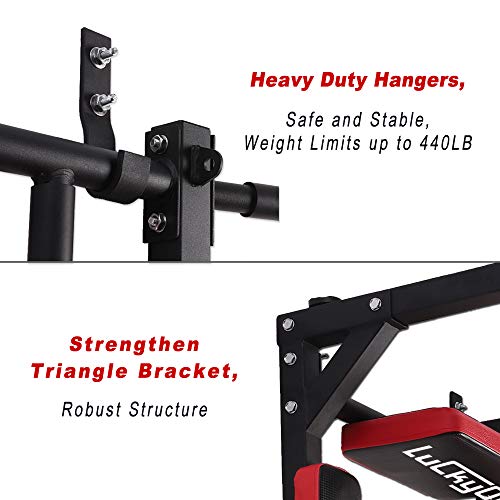 Multifunctional Wall Mounted Pull Up Bar, Heavy Duty Steel Chin Up Bar,Dip Station for Indoor Workout - Image 5