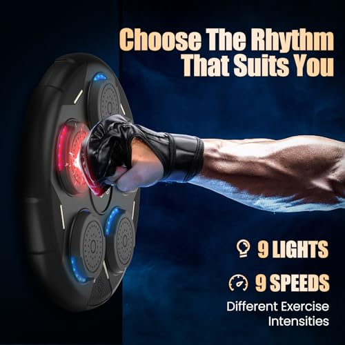 Music Boxing Machine with Gloves, Smart Bluetooth Wall Mounted Boxing Equipment for Family Workout, Home Gym, Office & Kids Exercise, Gifts for Smart Kids - Image 3