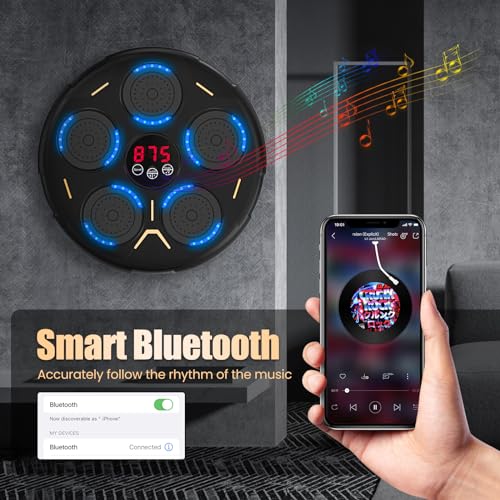 Music Boxing Machine with Gloves, Smart Bluetooth Wall Mounted Boxing Equipment for Family Workout, Home Gym, Office & Kids Exercise, Gifts for Smart Kids - Image 5