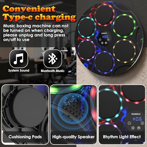 Music Boxing Machine with Gloves - Wall Mounted Punching Trainer for Adults & Kids, 9-Speed Punch Game, Wall Boxing Punching pad, 2025 Upgrade Gifts for Boys Age 6+ - Image 4