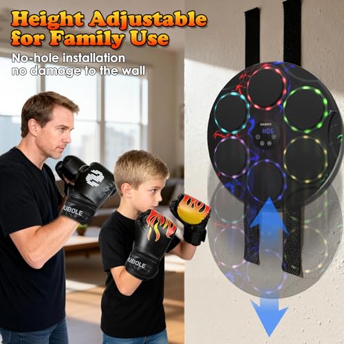 Music Boxing Machine with Gloves - Wall Mounted Punching Trainer for Adults & Kids, 9-Speed Punch Game, Wall Boxing Punching pad, 2025 Upgrade Gifts for Boys Age 6+ - Image 6