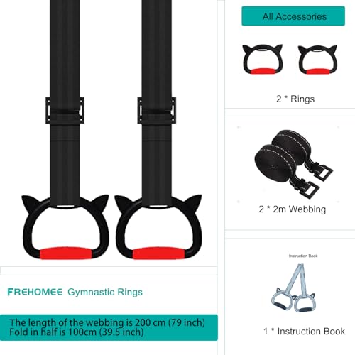 New Professional Gymnastic Rings,Both for Adults and Kids,Support 550 LBS,Home Fitness Equipment,Indoor and Outdoor Pull-up Bar for Stretching and Height Increase,with Adjustable Straps - Image 5