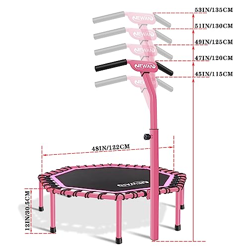 Newan 48" Fitness Trampoline with Adjustable Handle Bar, Silent Trampoline Bungee Rebounder Jumping Cardio Trainer Workout for Adults - Max Limit 330 lbs - Image 6