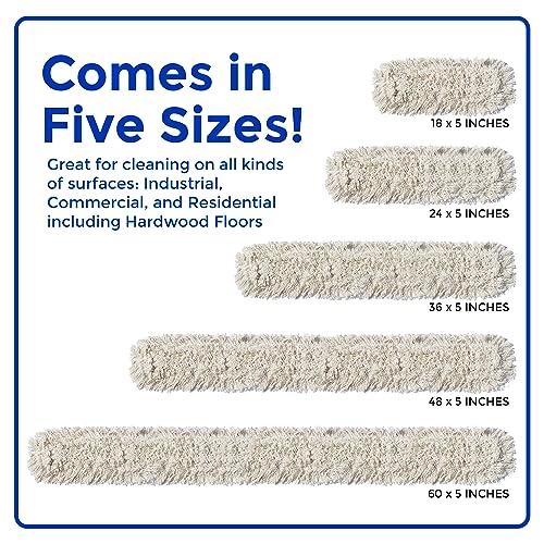 Nine Forty Industrial-Grade 24x5 Cotton Dust Mop Head Refills, Perfect Replacement for Busy Home, Gym, Industrial and Commercial Spaces, Heavy-Duty Mop for Janitorial & Housekeeping Needs - 2 Pack - Image 3