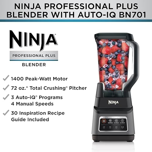 Ninja Professional Plus Blender | Max Power Smoothie Blender, Ice Cream Maker, Frozen Drink Mixer & Margarita Machine | 3 Auto IQ™ Presets, 1400 W, 72oz Total Crushing Pitcher | Dark Grey, BN701 - Image 7
