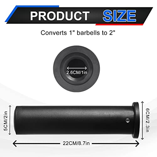 Olympic Adapter Sleeve (2 PCS), Converts 1" Standard Weight Plate Posts to 2" Olympic Weight Plate Posts, Suitable for 1" Standard Barbell Bars, Heavy Duty Nylon and Removable end Cap - Image 5