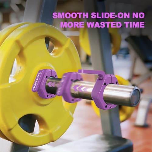 Olympic Barbell Clamps 2 inch Barbell Clips (Pair) Barbell Collars for Secure Weightlifting Quick Release Weight Clips for Bars with Anti-Slip TPR Lining at Home or Gym Clips (Purple) - Image 6