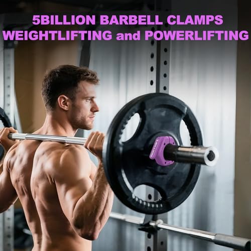 Olympic Barbell Clamps 2 inch Barbell Clips (Pair) Barbell Collars for Secure Weightlifting Quick Release Weight Clips for Bars with Anti-Slip TPR Lining at Home or Gym Clips (Purple) - Image 8