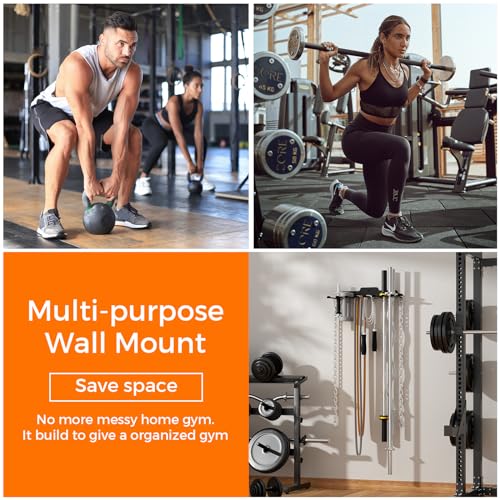 Olympic Barbell Hanger,Garage Gym Bar Wall Rack,Vertical Barbell Mount Rack,Black Powder Coated,Space Saving Commercial or Home Gym Accessory,Holds Under 33mm Bar Size - Image 6