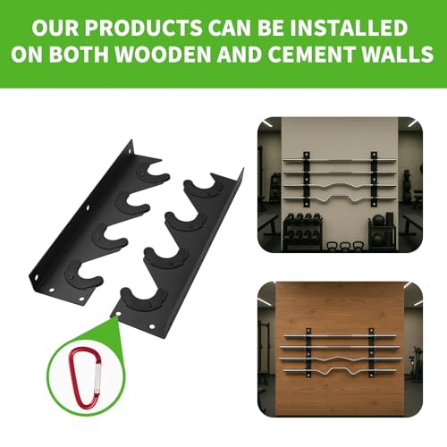 Olympic Wall Mounted Barbell Storage Rack Holder Stand Hanger for Olympic Barbell, Curl bar,Home, Commercial, Garage Gym (4 bars) - Image 5