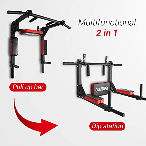 OneTwoFit Multifunctional Wall Mounted Pull Up Bar Chin Up bar Dip Station for Indoor Home Gym Workout, Power Tower Set Training Equipment Fitness Dip Stand Supports to 440 Lbs OT126 - Image 3