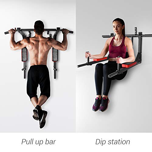 OneTwoFit Multifunctional Wall Mounted Pull Up Bar Chin Up bar Dip Station for Indoor Home Gym Workout, Power Tower Set Training Equipment Fitness Dip Stand Supports to 440 Lbs OT126 - Image 6