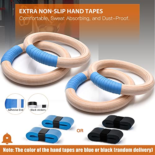 PACEARTH Gymnastics Rings Wooden Olympic Rings 1500/1000lbs with Adjustable Cam Buckle 14.76ft/9ft Long Straps with Scale Non-Slip Gym Rings for Home Gym Full Body Workout - Image 6