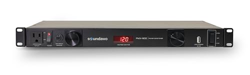 PMX-900 Rack-mount 1U Power Conditioner/Surge Protection - Noise Filtering with 2 Front-panel Pull-out LED Lights & LED Voltage Monitor Display (No Sequencer Function) - Image 4