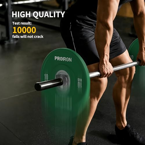 PROIRON Olympic Rubber Bumper Plates,Floor Protective Weight Plates,2" Solid Weight Plates for Barbell Strength Training and Weight Lifting,Less Impact, Absorb Bounce & Shock,5KG(11LB)/10KG(22LB)/15KG(33LB)/20KG(44LB),Single or Pair - Image 4