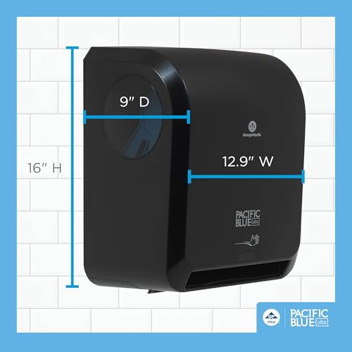 Pacific Blue Ultra 8" High-Capacity Automated Touchless Paper Towel Dispenser by GP PRO (Georgia-Pacific); Black; 59590; 12.9" W x 9" D x 16" H; 1 Dispenser - Image 7