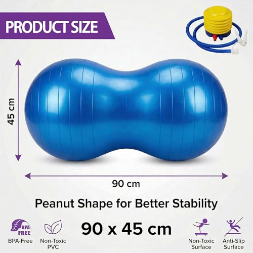 Peanut Ball for Kids Therapy,Anti-burst Exercise Ball With Pump 90x45cm Yoga Ball Gym Quality Fitness Ball for Pregnancy Birth Exercise Physical Therapy, for Child Training, Women, Men - Image 3