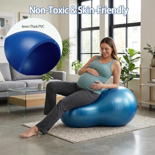 Peanut Ball for Kids Therapy,Anti-burst Exercise Ball With Pump 90x45cm Yoga Ball Gym Quality Fitness Ball for Pregnancy Birth Exercise Physical Therapy, for Child Training, Women, Men - Image 4