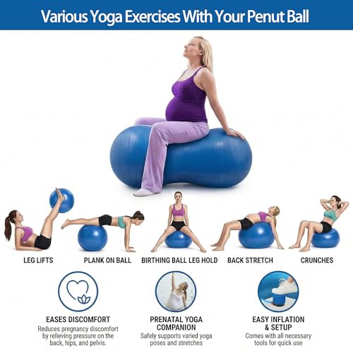 Peanut Ball for Kids Therapy,Anti-burst Exercise Ball With Pump 90x45cm Yoga Ball Gym Quality Fitness Ball for Pregnancy Birth Exercise Physical Therapy, for Child Training, Women, Men - Image 5