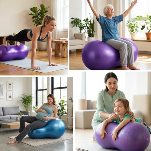 Peanut Ball for Kids Therapy,Anti-burst Exercise Ball With Pump 90x45cm Yoga Ball Gym Quality Fitness Ball for Pregnancy Birth Exercise Physical Therapy, for Child Training, Women, Men - Image 7