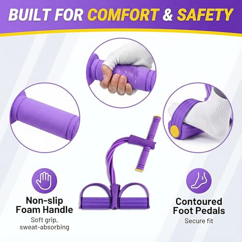 Pedal Resistance Band with Handle, 6-Tube Foot Pedal & Ankle Puller Exercise Band for Full Body Workout, Multifunction Home Gym Equipment for Arms, Legs, Abdomen, Waist Training - Image 4