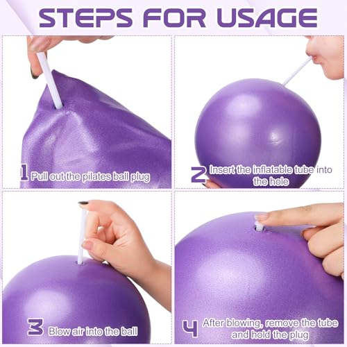 Pilates Ball, 9 Inch Small Exercise Mini Soft Workout Yoga Ball with Exercise Guide, for Home Gym Yoga, Pilates, Core Training, Workout, Balance, Stability - Image 5