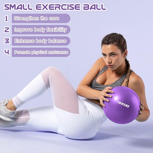 Pilates Ball, 9 Inch Small Exercise Mini Soft Workout Yoga Ball with Exercise Guide, for Home Gym Yoga, Pilates, Core Training, Workout, Balance, Stability - Image 6