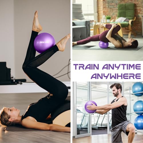 Pilates Ball, 9 Inch Small Exercise Mini Soft Workout Yoga Ball with Exercise Guide, for Home Gym Yoga, Pilates, Core Training, Workout, Balance, Stability - Image 7
