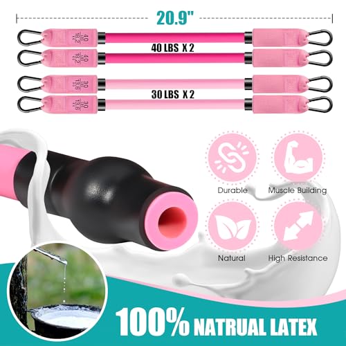 Pilates Bar Kit with Resistance Bands, Pilates Workout Equipment for Legs, Hip, Waist, Arm, Squats Exercise Equipment for Home Workouts, Adjustable 3-Section Pilates Bar Kit for Women & Men - Image 4