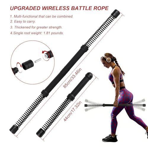 Portable Ropeless Battle Ropes, 2 in 1 Cordless Battle Ropes for Home Gym with Non-Slip Gloves, HIIT and Low-Impact Aerobic Training and Muscle Training for Men and Women - Image 4