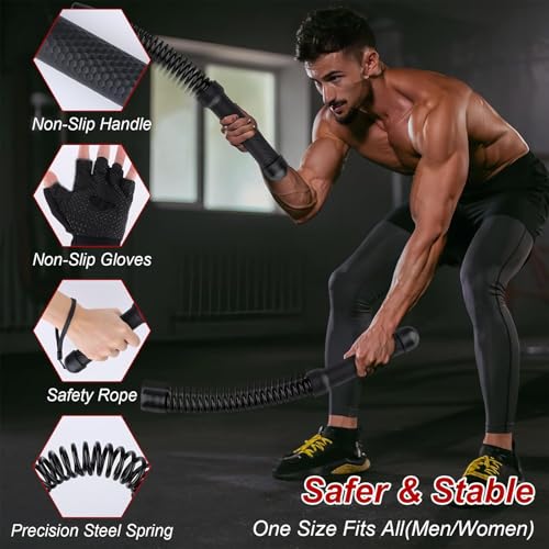 Portable Ropeless Battle Ropes, 2 in 1 Cordless Battle Ropes for Home Gym with Non-Slip Gloves, HIIT and Low-Impact Aerobic Training and Muscle Training for Men and Women - Image 5