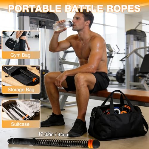 Portable Wireless Battle Rope, Adjustable Weight Wireless Battle Rope with Storage Bag, Suitable for Low-Impact Sports, Strength Training, and high-Intensity Interval Training (Grey) - Image 4