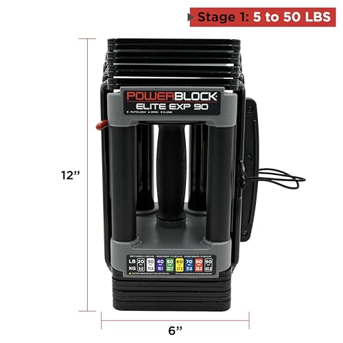PowerBlock Elite EXP Adjustable Dumbbells, Sold in Pairs, Stage 1, 5-50 lb. Dumbbells, Durable Steel Build, Innovative Workout Equipment, All-in-One Dumbbells, Expandable with Expansion Kits - Image 7
