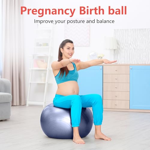 Primasole Exercise Ball for Balance Stability Fitness Workout Yoga Pilates at Home Office & Gym Birthing Ball for Pregnancy, Office Ball Chair - Image 4