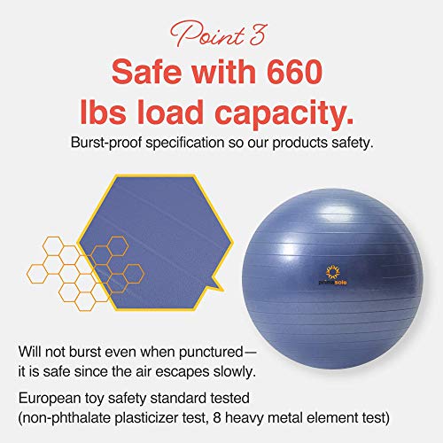 Primasole Exercise Ball for Balance Stability Fitness Workout Yoga Pilates at Home Office & Gym Birthing Ball for Pregnancy, Office Ball Chair - Image 5