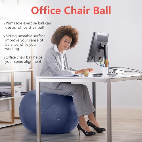 Primasole Exercise Ball for Balance Stability Fitness Workout Yoga Pilates at Home Office & Gym Birthing Ball for Pregnancy, Office Ball Chair - Image 7