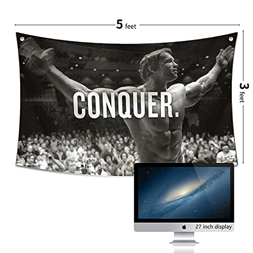 Probsin Conquer Flag 3x5 Ft Gym Motivation Funny Fitness Poster Cool Man Cave Wall Decor for College Dorm Room Decoration,Bedroom,Outdoor,Parties,Gift,Indoor,Ceiling,Garage - Image 7