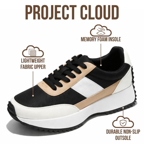 Project Cloud Womens Sneakers - Memory Foam Insole and Lightweight Spring Shoes - Non-Slip Lace Up Trendy Shoes - Fashion Sneakers for Women 2026 (Serena) - Image 4